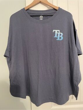 Majestic TB Rays logo blue tee